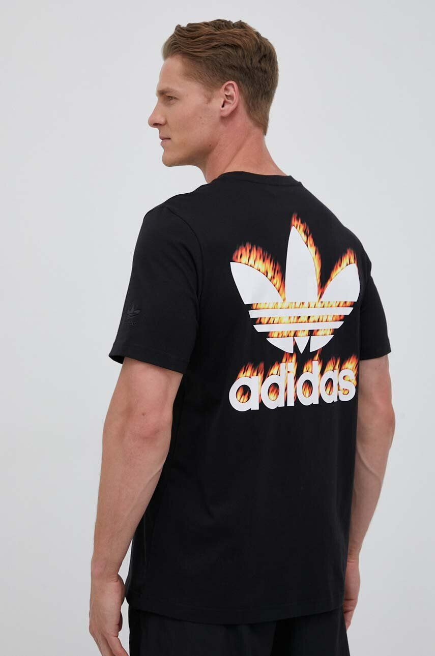 adidas Originals Bavlnené tričko čierna farba s potlačou - Pepit.sk