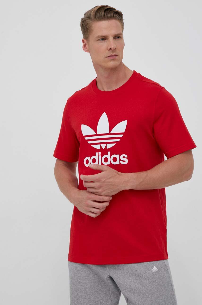 adidas Originals Bavlnené tričko červená farba s potlačou - Pepit.sk