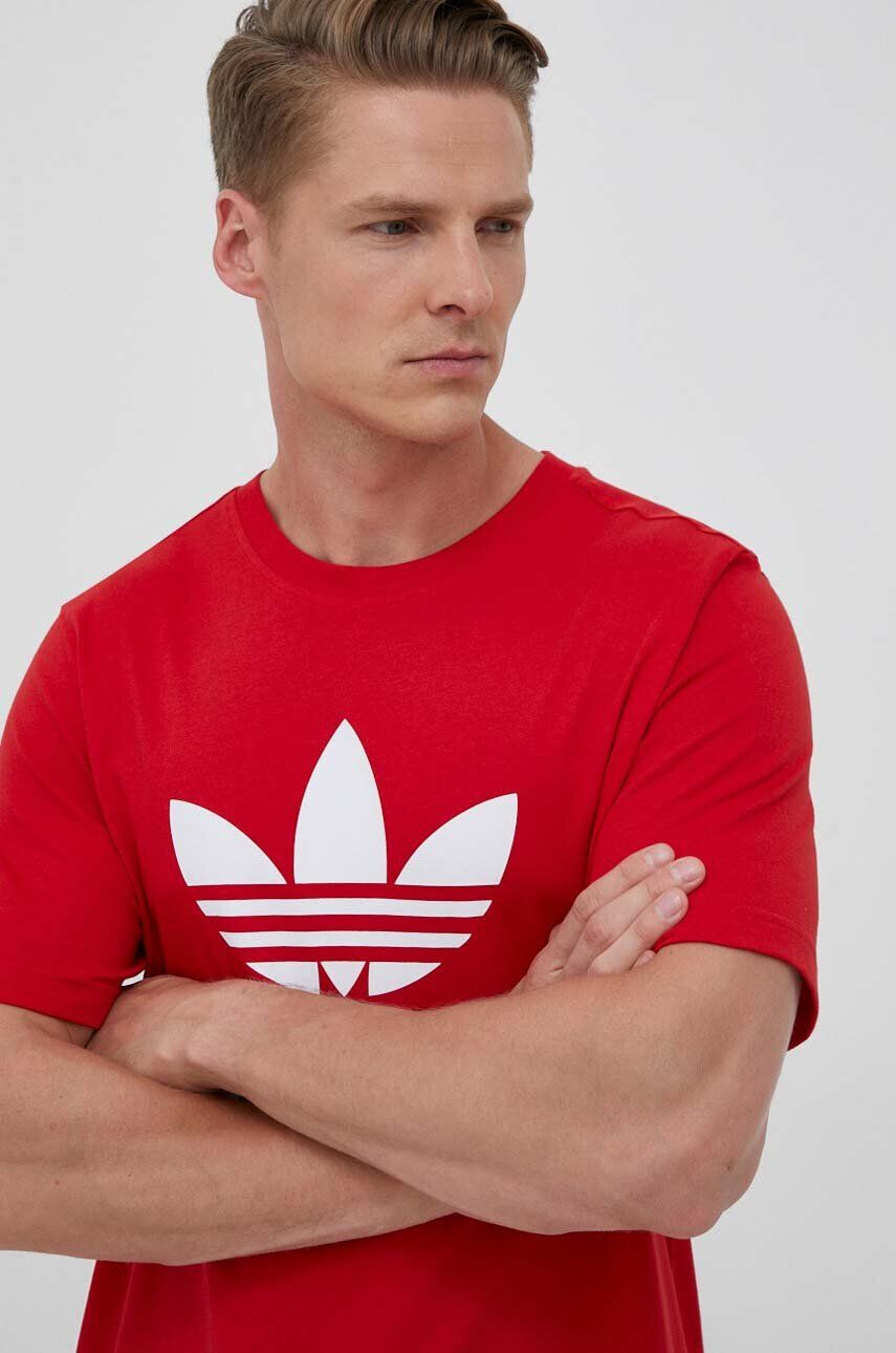 adidas Originals Bavlnené tričko červená farba s potlačou - Pepit.sk