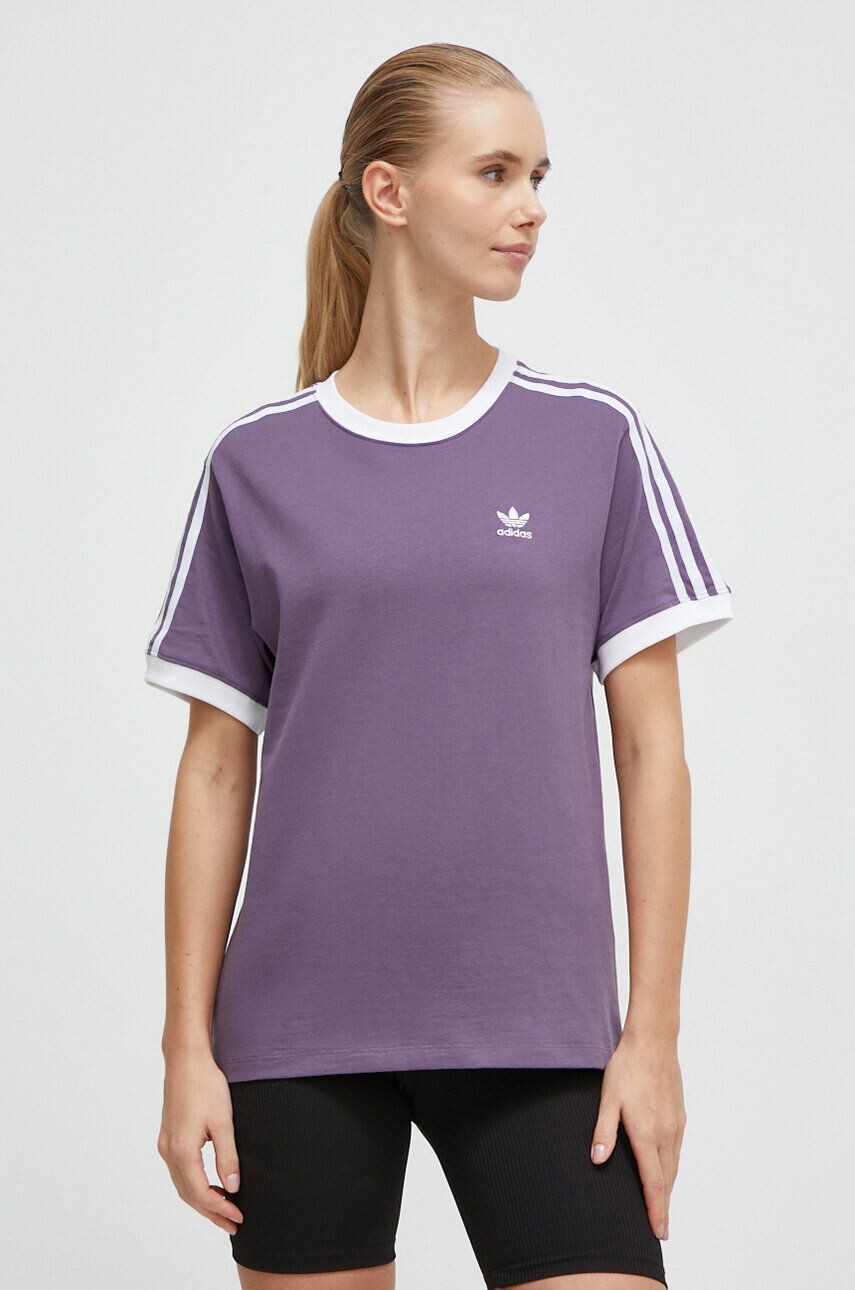 adidas Originals Bavlnené tričko dámsky fialová farba - Pepit.sk