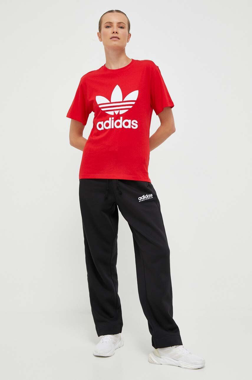 adidas Originals Bavlnené tričko červená farba - Pepit.sk