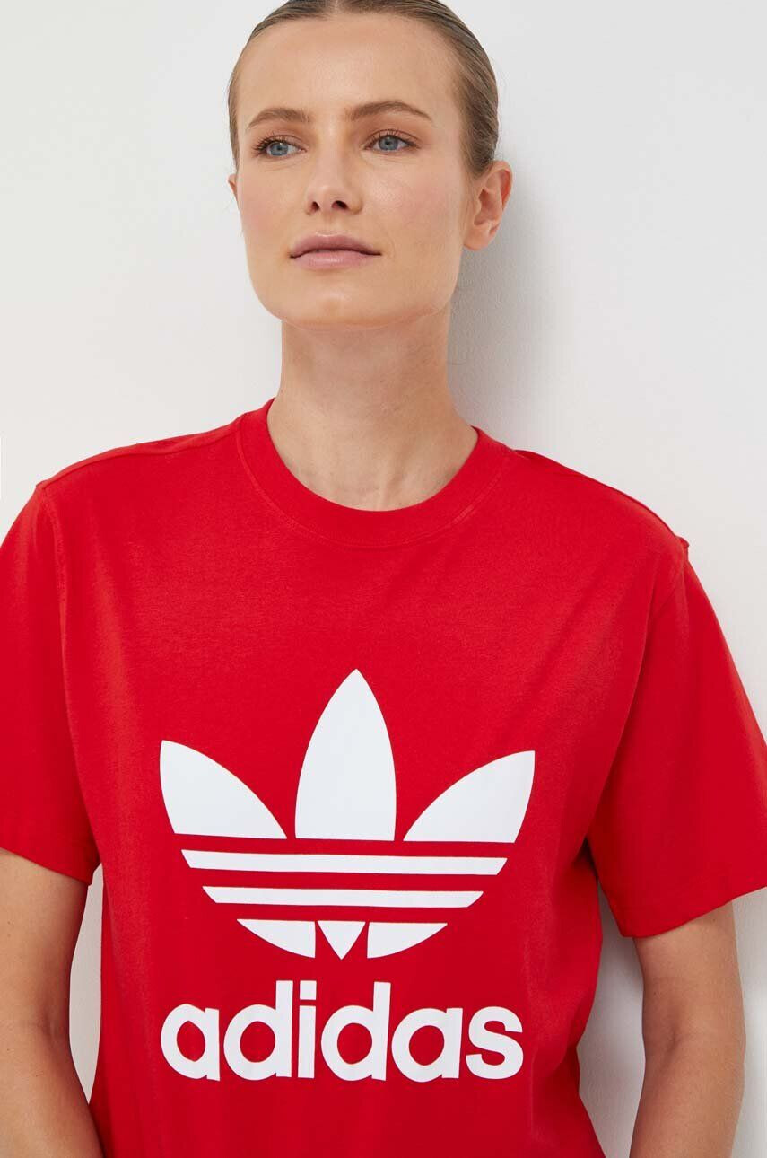 adidas Originals Bavlnené tričko červená farba - Pepit.sk