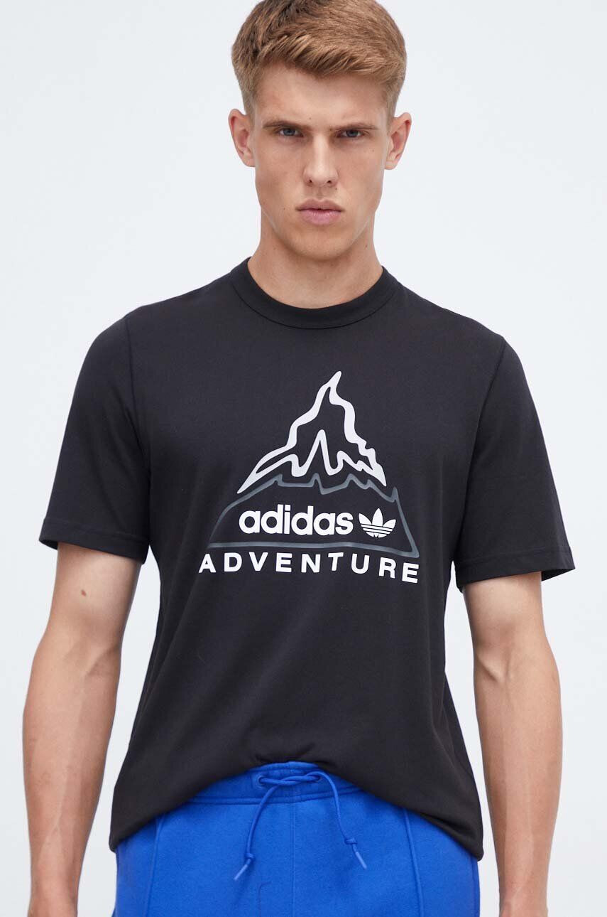 adidas Originals Bavlnené tričko ADV VOLCANO čierna farba s potlačou - Pepit.sk