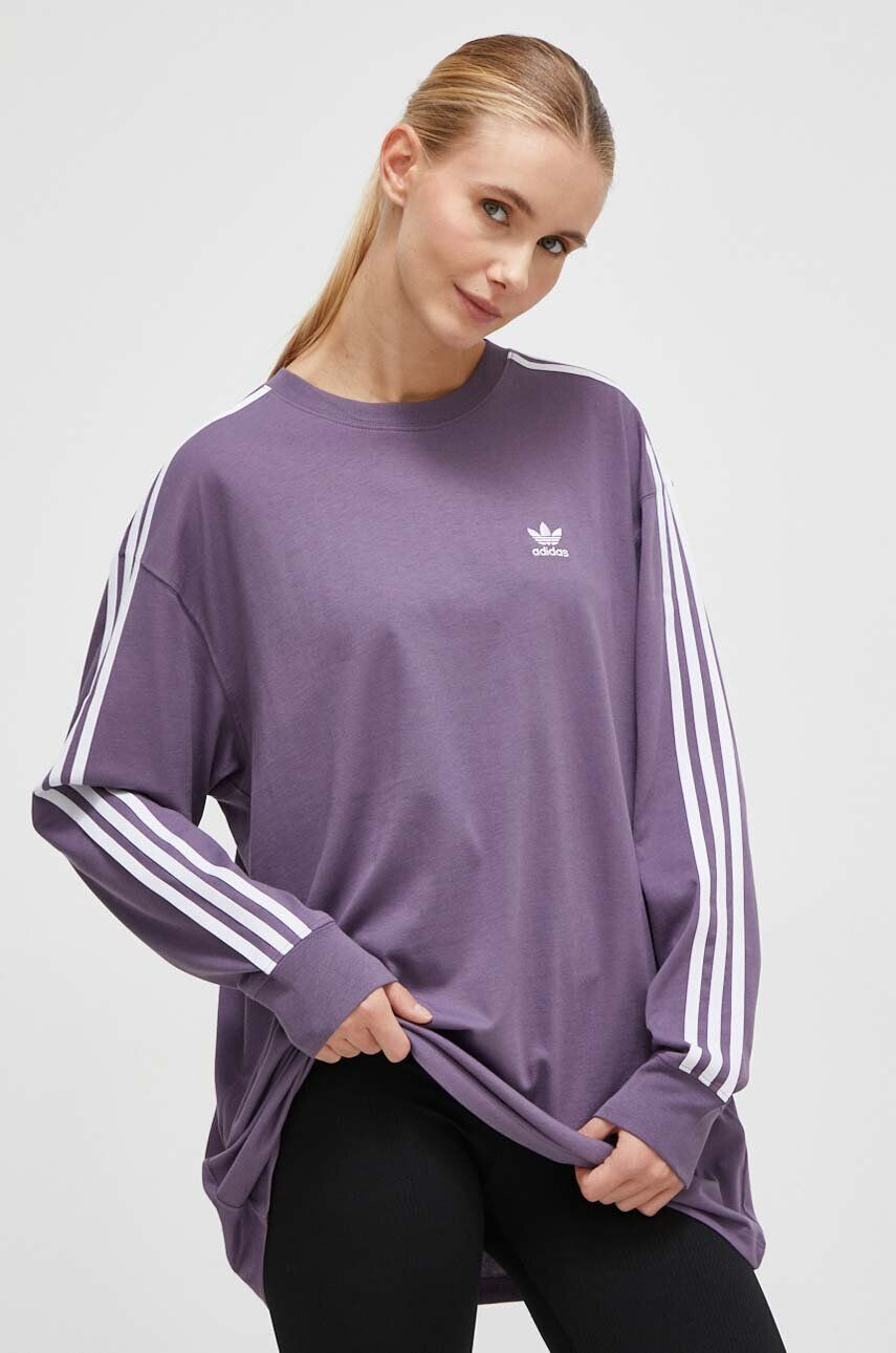 adidas Originals Bavlnené tričko s dlhým rukávom fialová farba - Pepit.sk