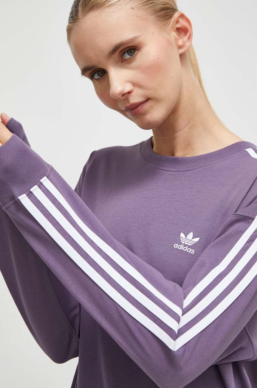 adidas Originals Bavlnené tričko s dlhým rukávom fialová farba - Pepit.sk