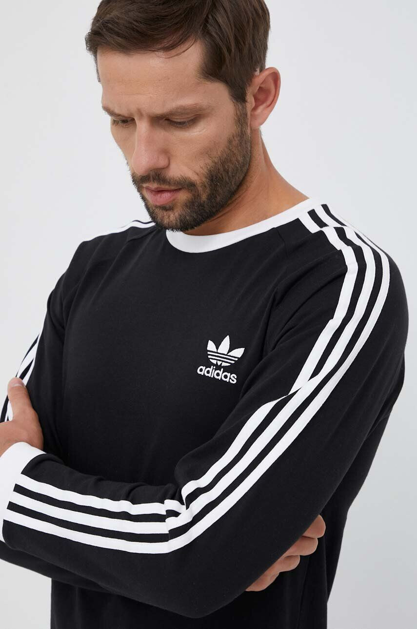 adidas Originals Bavlnené tričko s dlhým rukávom 3-Stripes Long Sleeve Tee IA4877-BLACK čierna farba s nášivkou - Pepit.sk