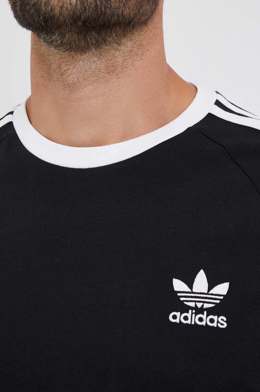 adidas Originals Bavlnené tričko s dlhým rukávom 3-Stripes Long Sleeve Tee IA4877-BLACK čierna farba s nášivkou - Pepit.sk