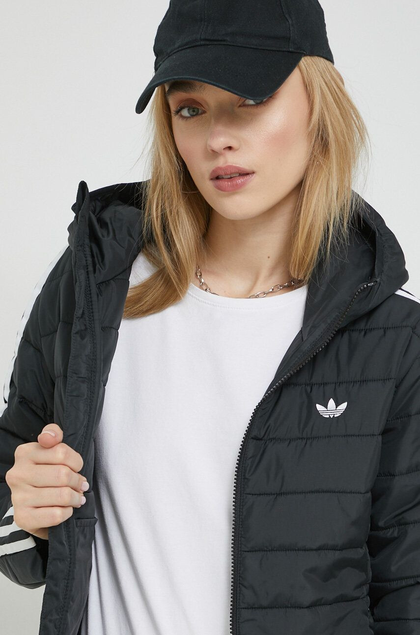 adidas Originals Bunda dámska čierna farba prechodná - Pepit.sk