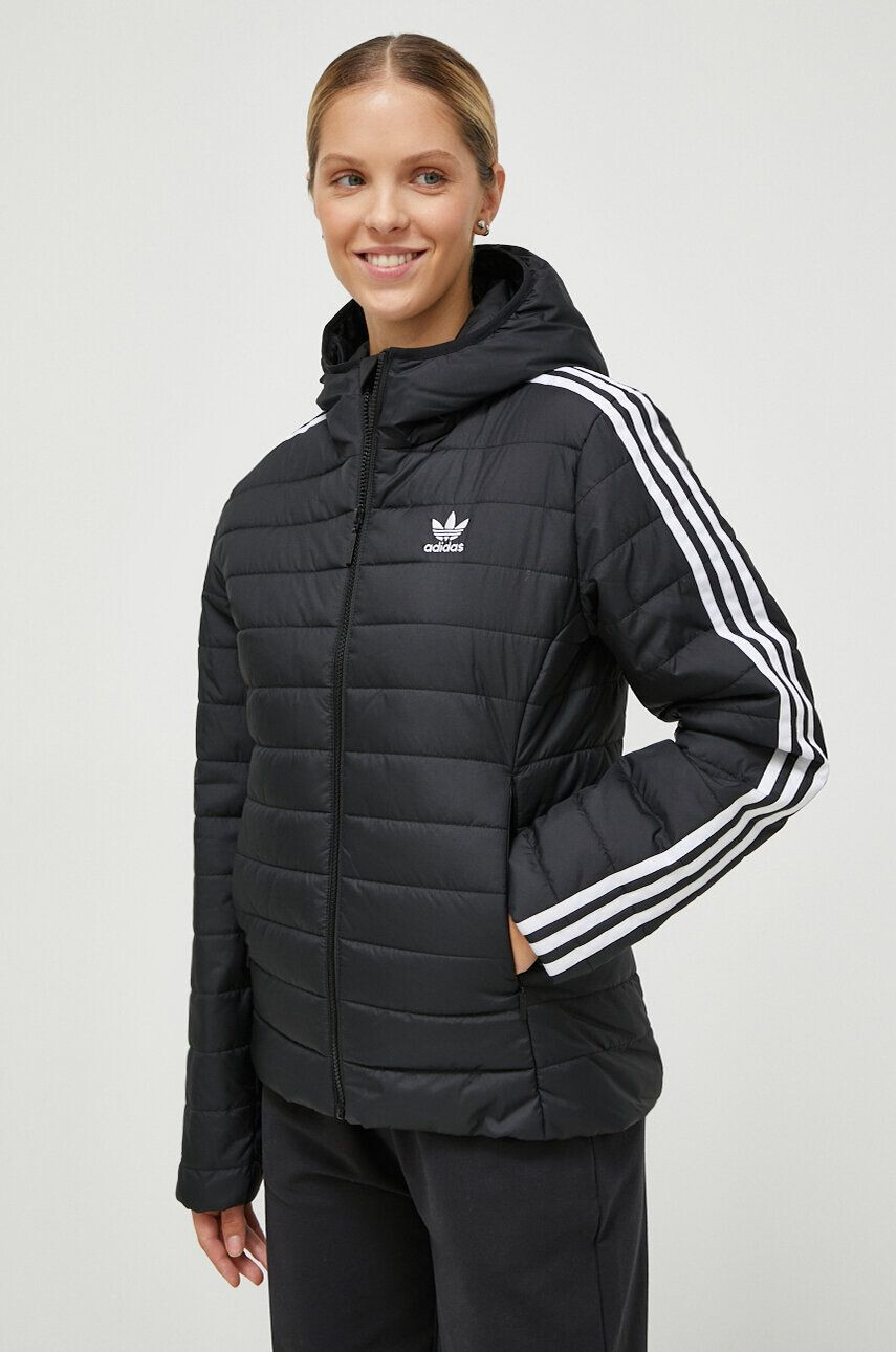 adidas Originals Bunda dámska čierna farba prechodná - Pepit.sk