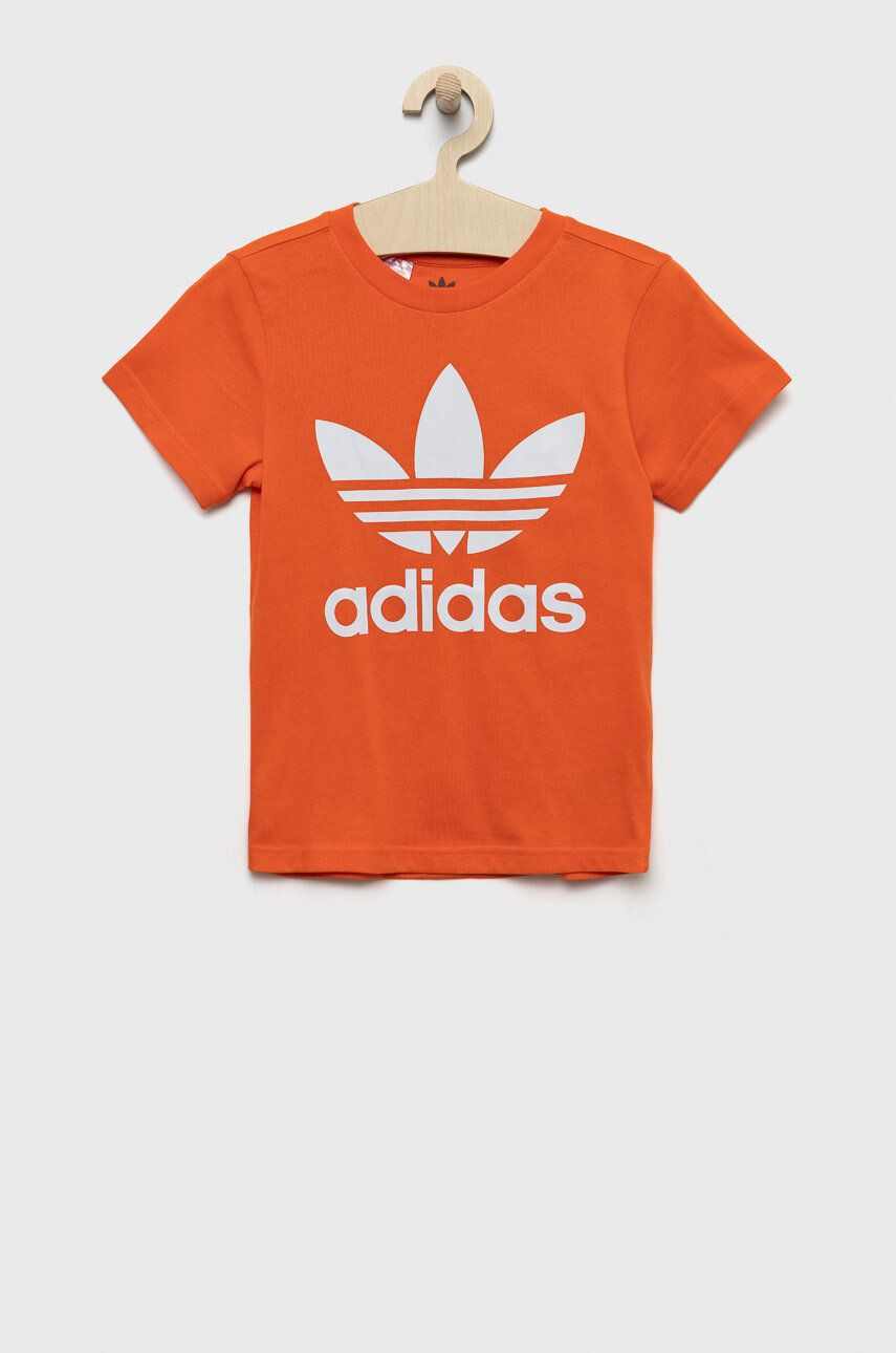 adidas Originals Detské bavlnené tričko oranžová farba s potlačou - Pepit.sk