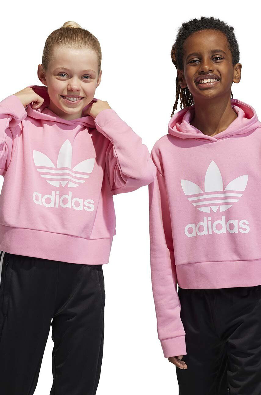 adidas Originals Detská mikina ružová farba s kapucňou s potlačou - Pepit.sk