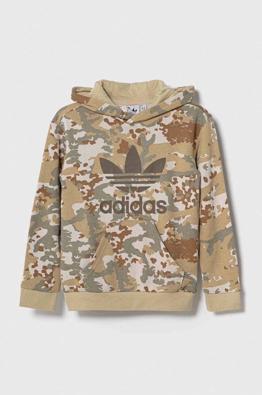 adidas Originals Detská mikina zelená farba s kapucňou vzorovaná - Pepit.sk