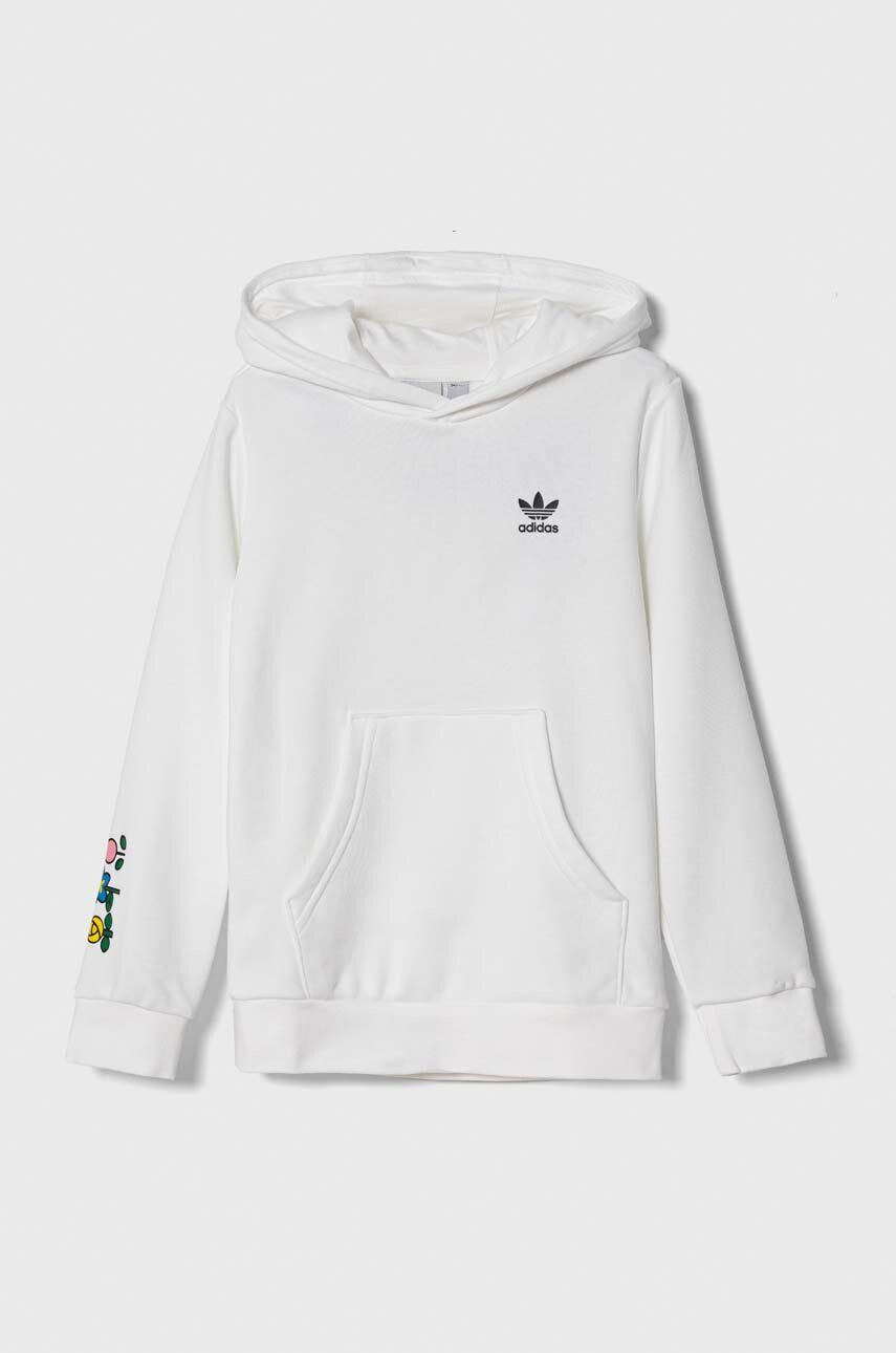 adidas Originals Detská mikina x Hello Kitty biela farba s kapucňou s potlačou - Pepit.sk