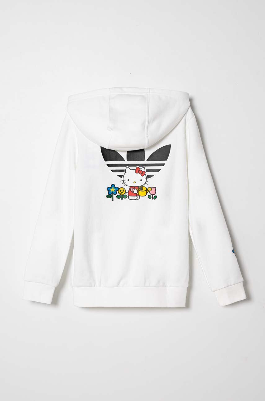 adidas Originals Detská mikina x Hello Kitty biela farba s kapucňou s potlačou - Pepit.sk