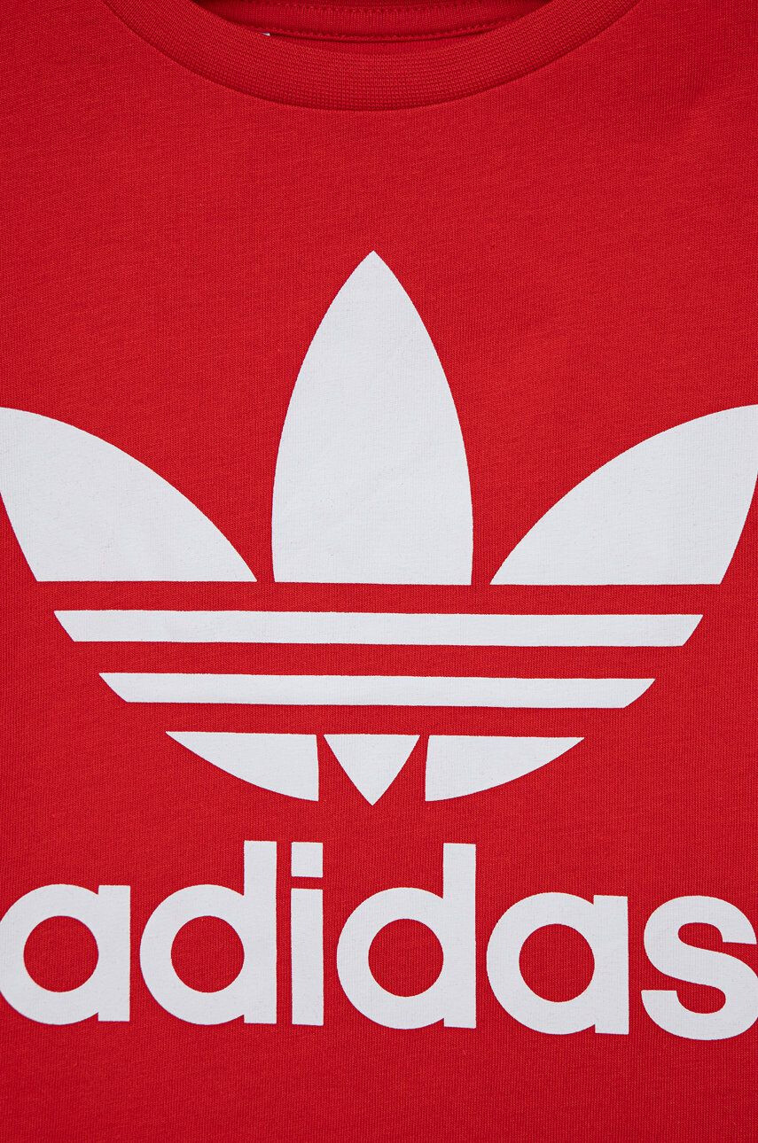 adidas Originals Detské bavlnené tričko HC9586 červená farba s potlačou - Pepit.sk