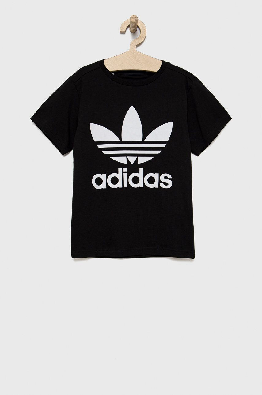 adidas Originals Detské bavlnené tričko H25245 čierna farba s potlačou - Pepit.sk