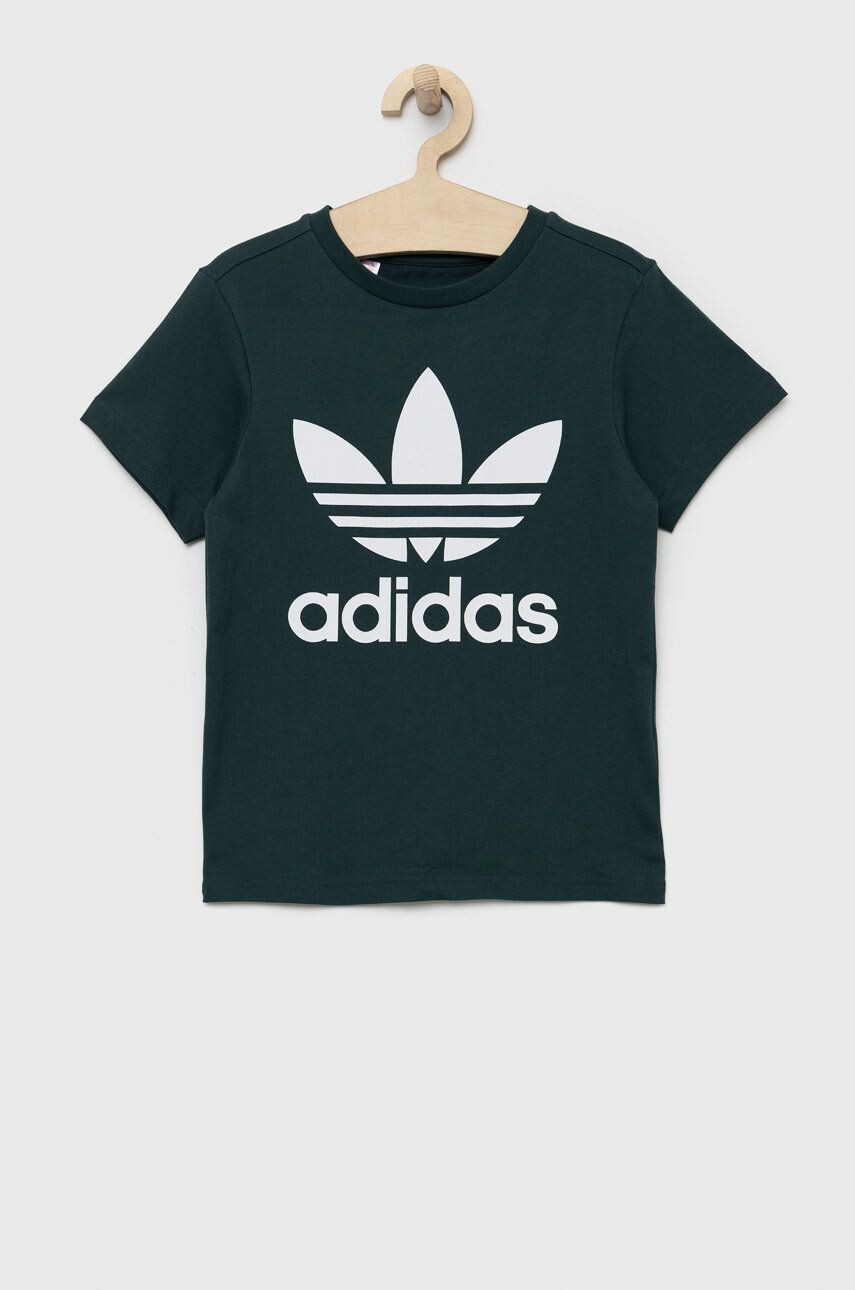 adidas Originals Detské bavlnené tričko zelená farba s potlačou - Pepit.sk