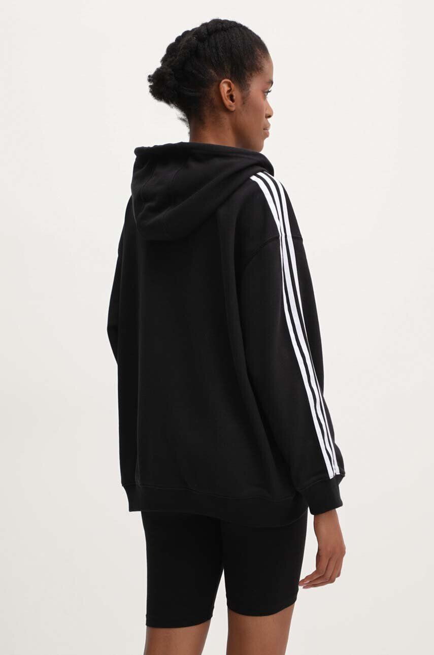 adidas Originals Mikina 3-Stripes Hoodie dámska čierna farba s kapucňou s nášivkou IU2418 - Pepit.sk