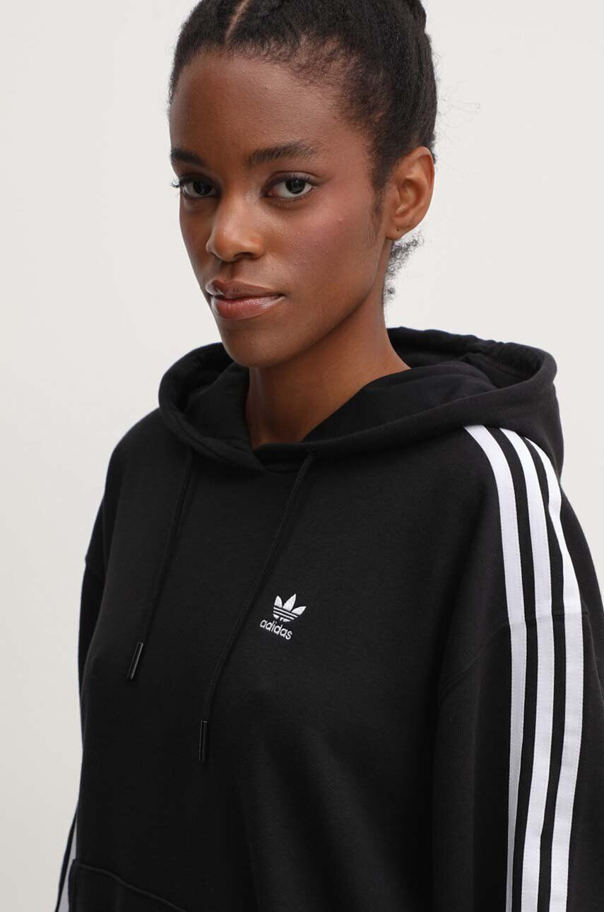 adidas Originals Mikina 3-Stripes Hoodie dámska čierna farba s kapucňou s nášivkou IU2418 - Pepit.sk