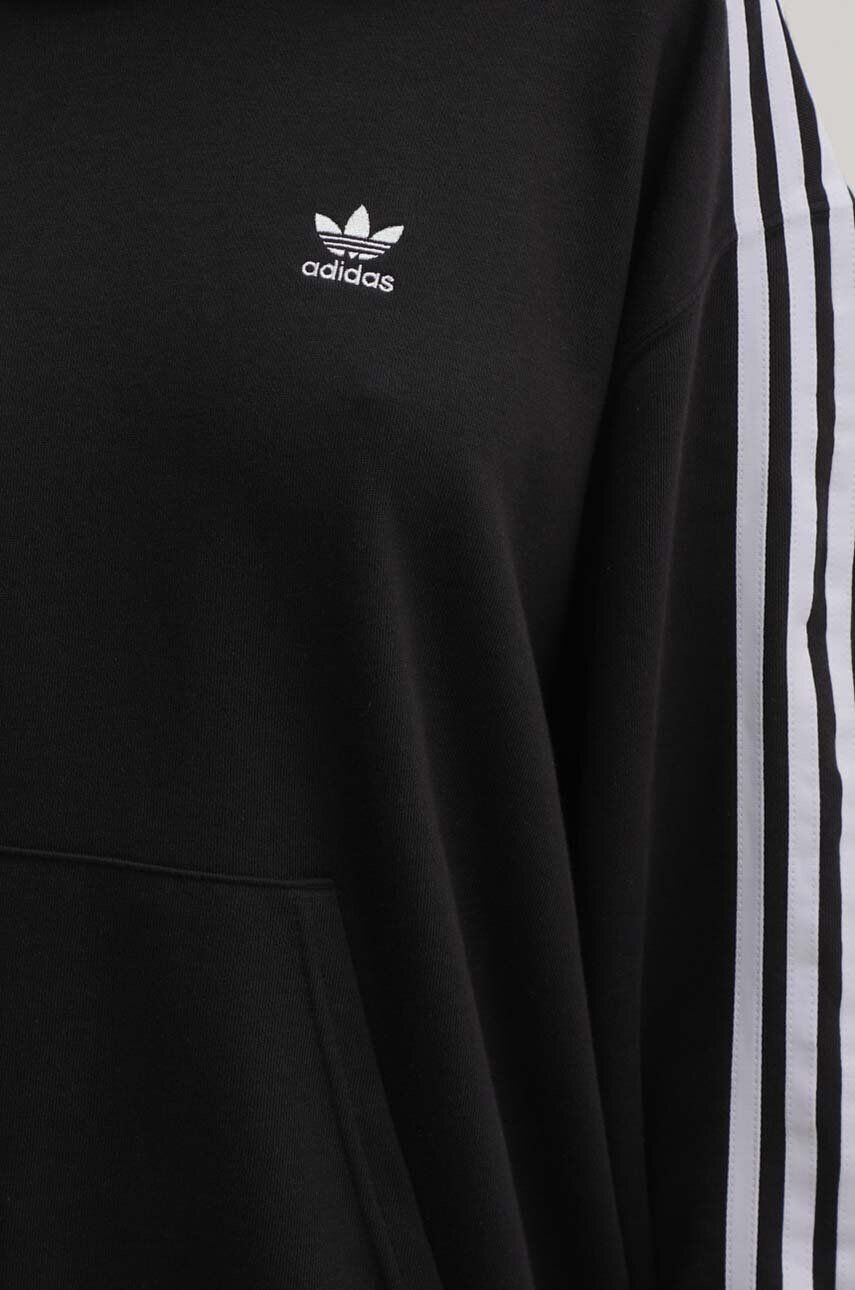 adidas Originals Mikina 3-Stripes Hoodie dámska čierna farba s kapucňou s nášivkou IU2418 - Pepit.sk