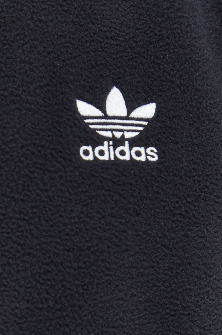 adidas Originals Mikina Adicolor Classics Trefoil Teddy Fleece Jacket HK7295-BLACK pánska čierna farba s nášivkou - Pepit.sk