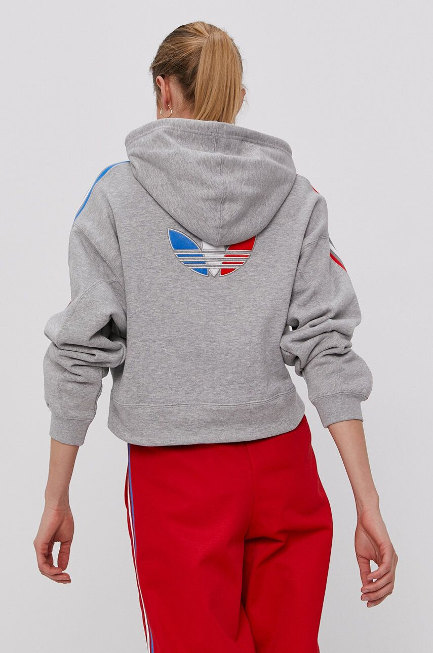 adidas Originals Mikina pánska červená farba s kapucňou s nášivkou - Pepit.sk