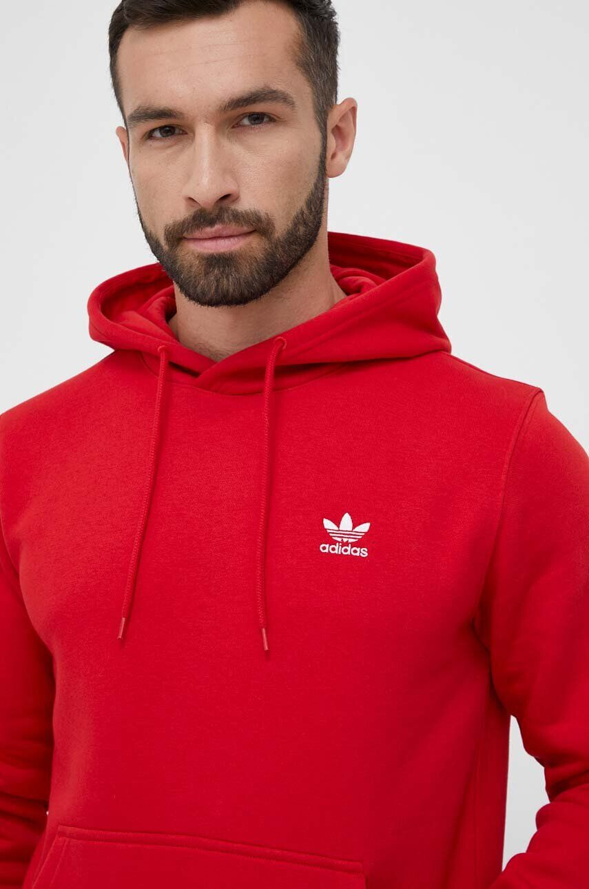 adidas Originals Mikina pánska červená farba s kapucňou s nášivkou - Pepit.sk