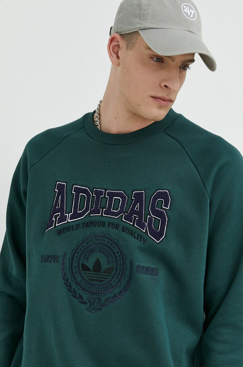 adidas Originals Mikina pánska ružová farba s kapucňou s nášivkou - Pepit.sk