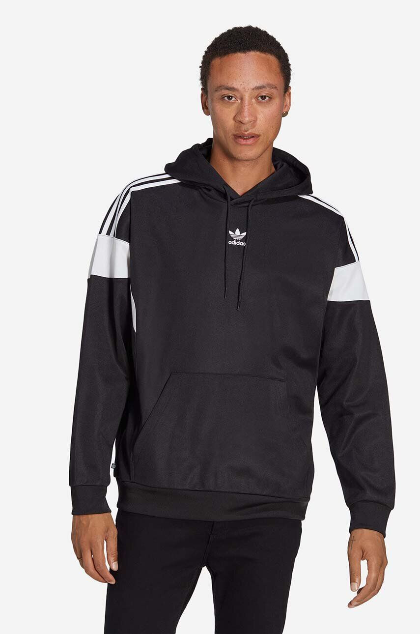 adidas Originals Mikina Adicolor Classics Cut Line Hoodie HS2065-black pánska čierna farba s kapucňou vzorovaná - Pepit.sk