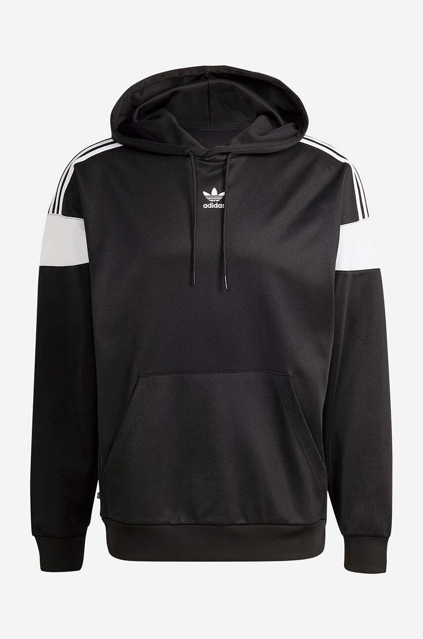 adidas Originals Mikina Adicolor Classics Cut Line Hoodie HS2065-black pánska čierna farba s kapucňou vzorovaná - Pepit.sk