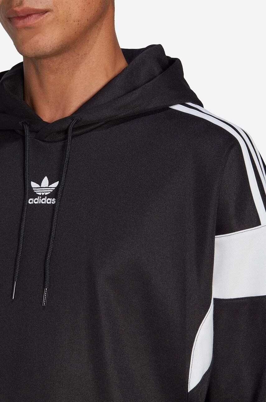 adidas Originals Mikina Adicolor Classics Cut Line Hoodie HS2065-black pánska čierna farba s kapucňou vzorovaná - Pepit.sk