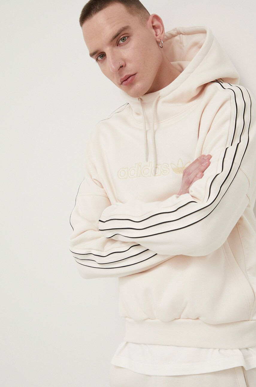 adidas Originals Mikina pánska béžová farba s nášivkou - Pepit.sk