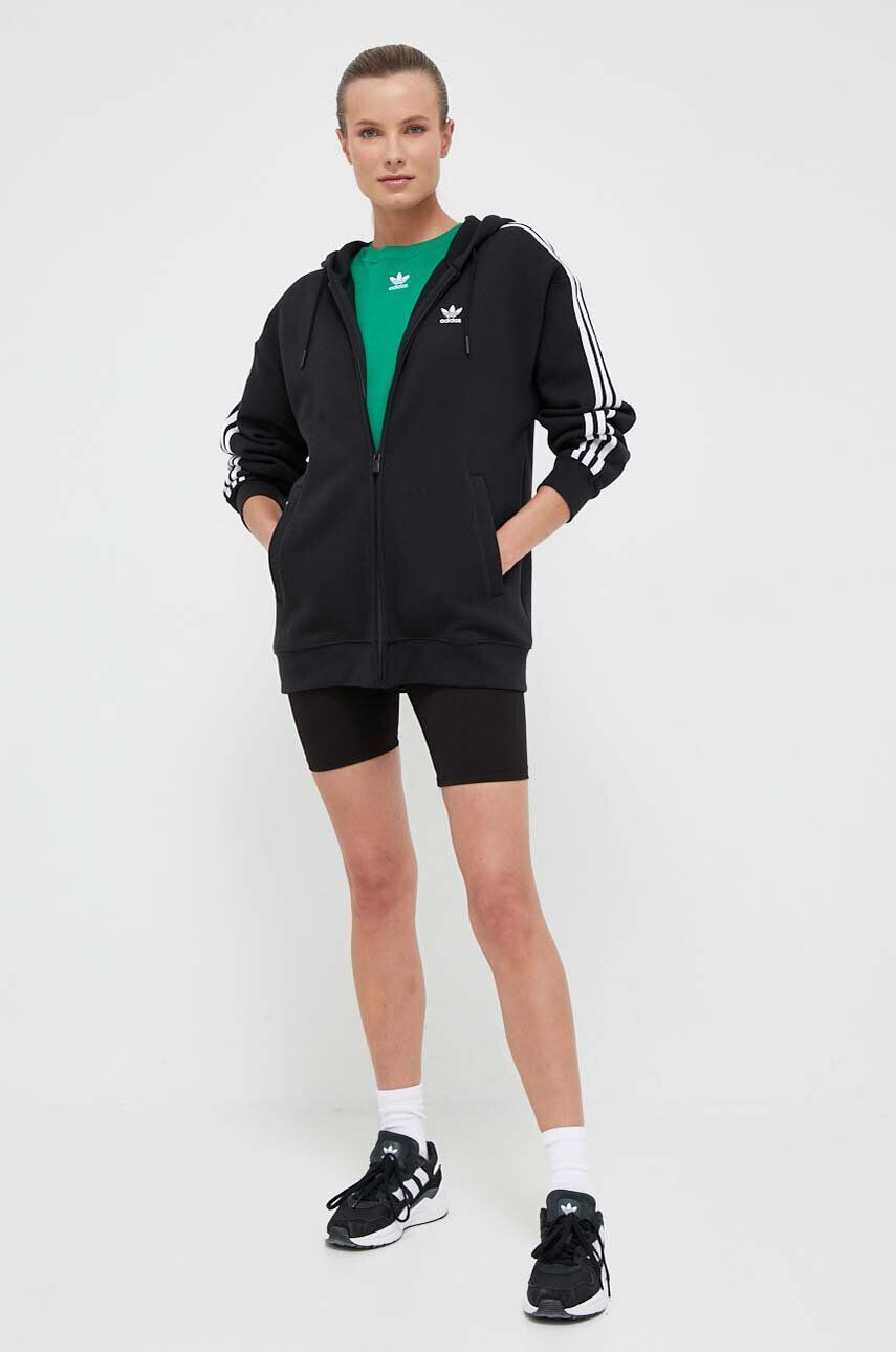 adidas Originals Mikina dámska čierna farba s kapucňou s nášivkou - Pepit.sk