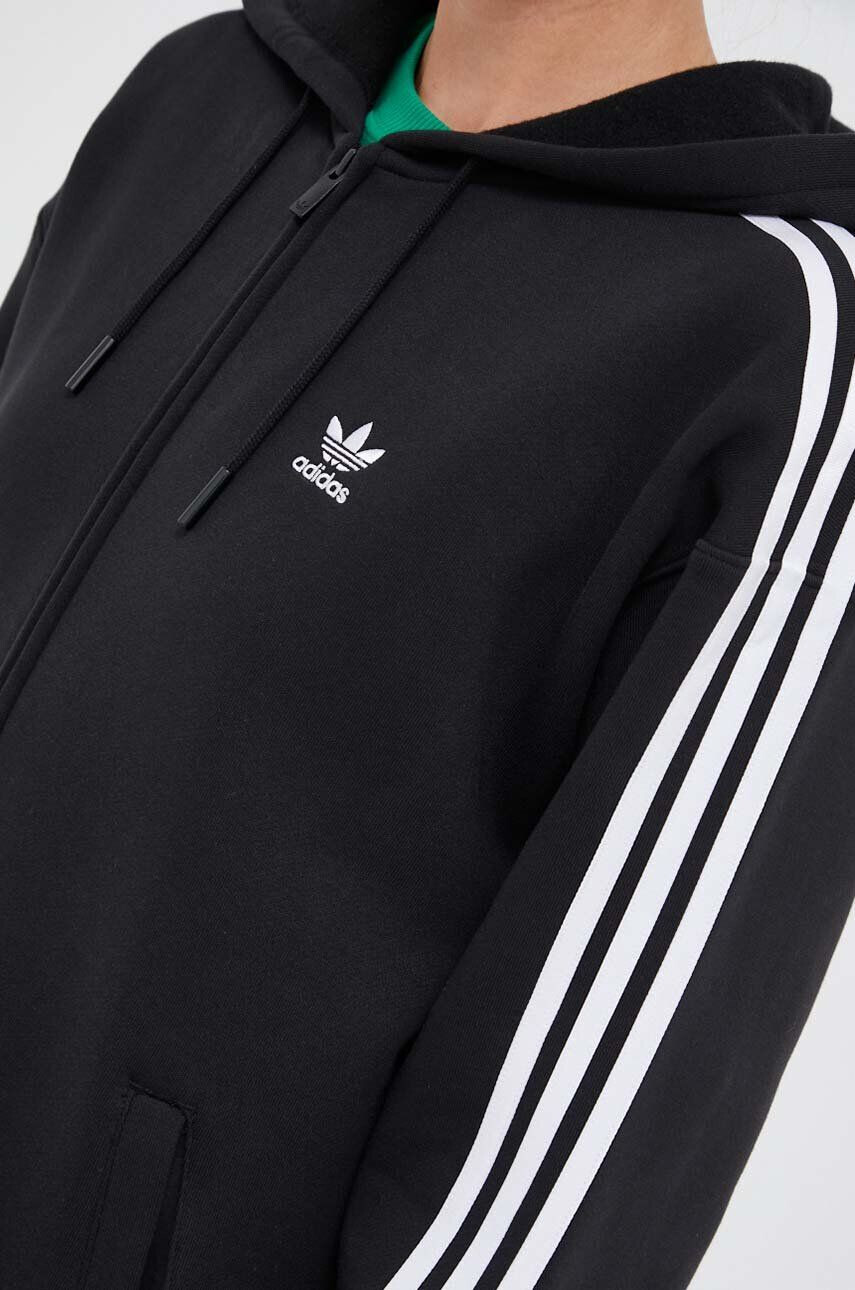 adidas Originals Mikina dámska čierna farba s kapucňou s nášivkou - Pepit.sk