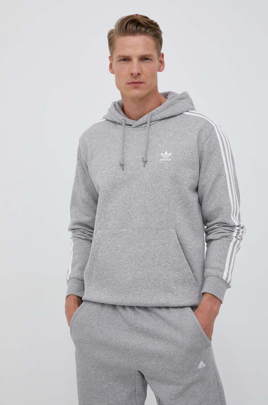 adidas Originals Mikina pánska šedá farba s kapucňou melanžová - Pepit.sk