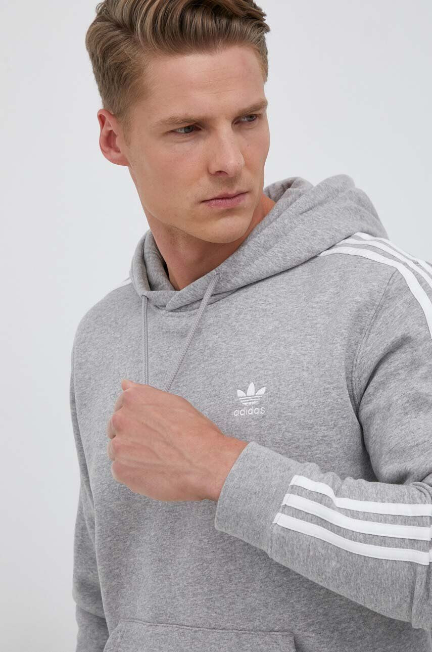 adidas Originals Mikina pánska šedá farba s kapucňou melanžová - Pepit.sk