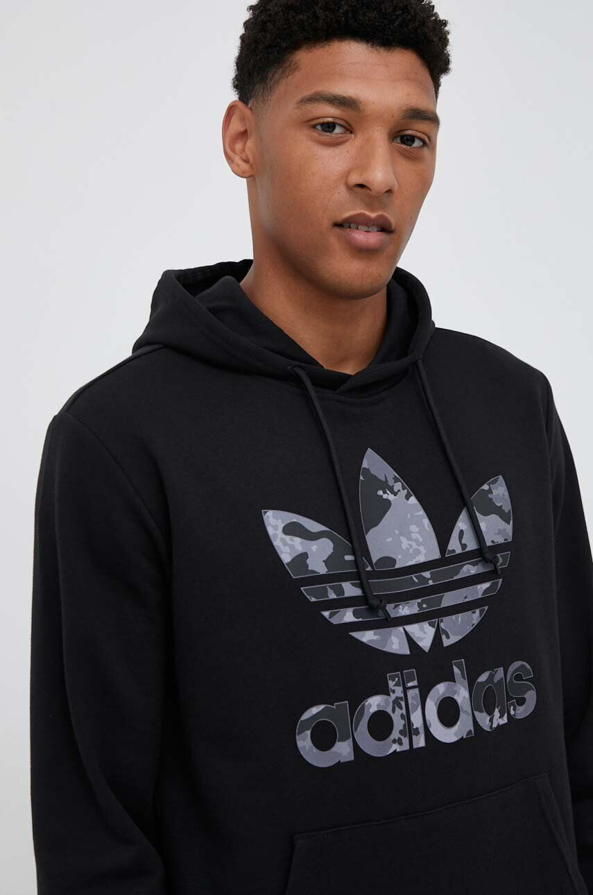 adidas Originals Mikina pánska čierna farba s kapucňou s potlačou - Pepit.sk