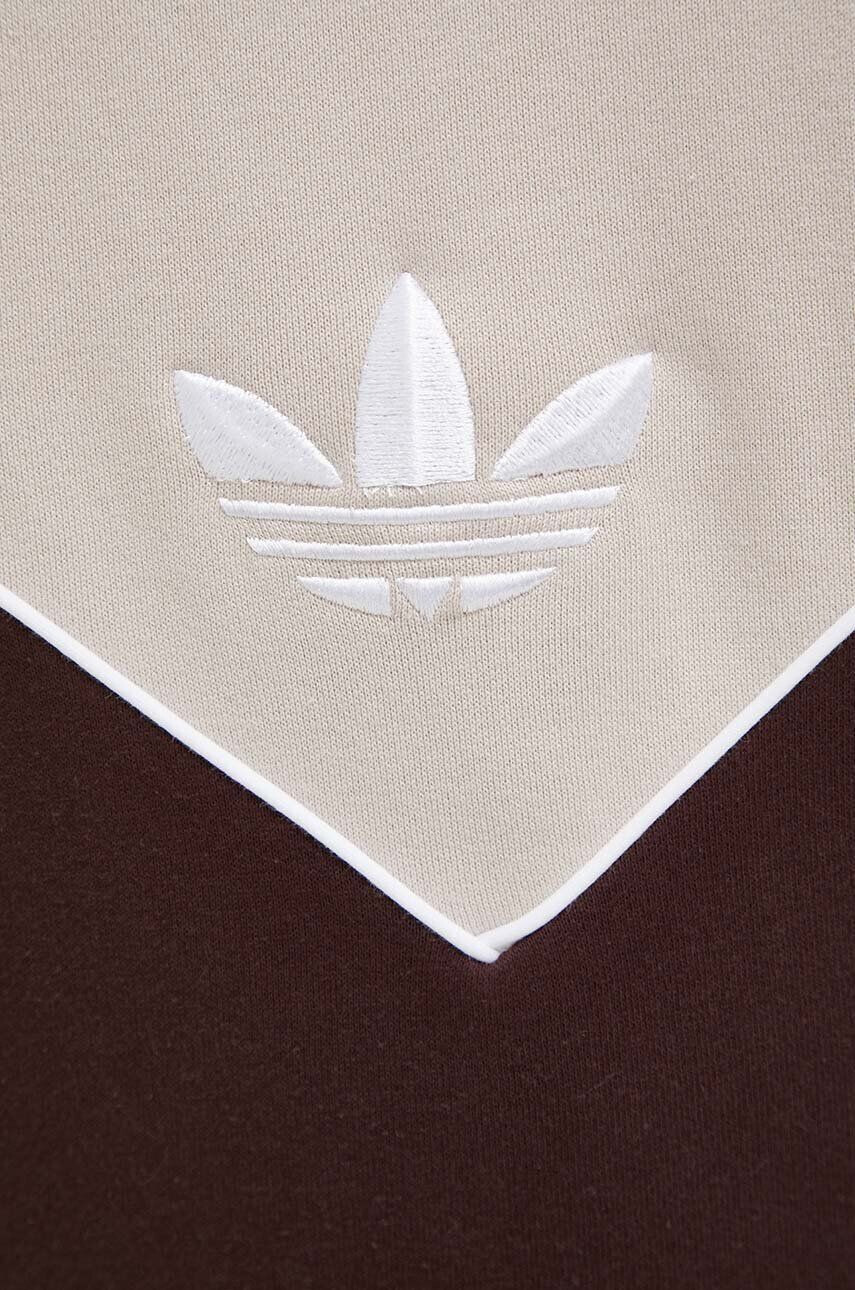 adidas Originals Mikina dámska béžová farba s kapucňou vzorovaná - Pepit.sk