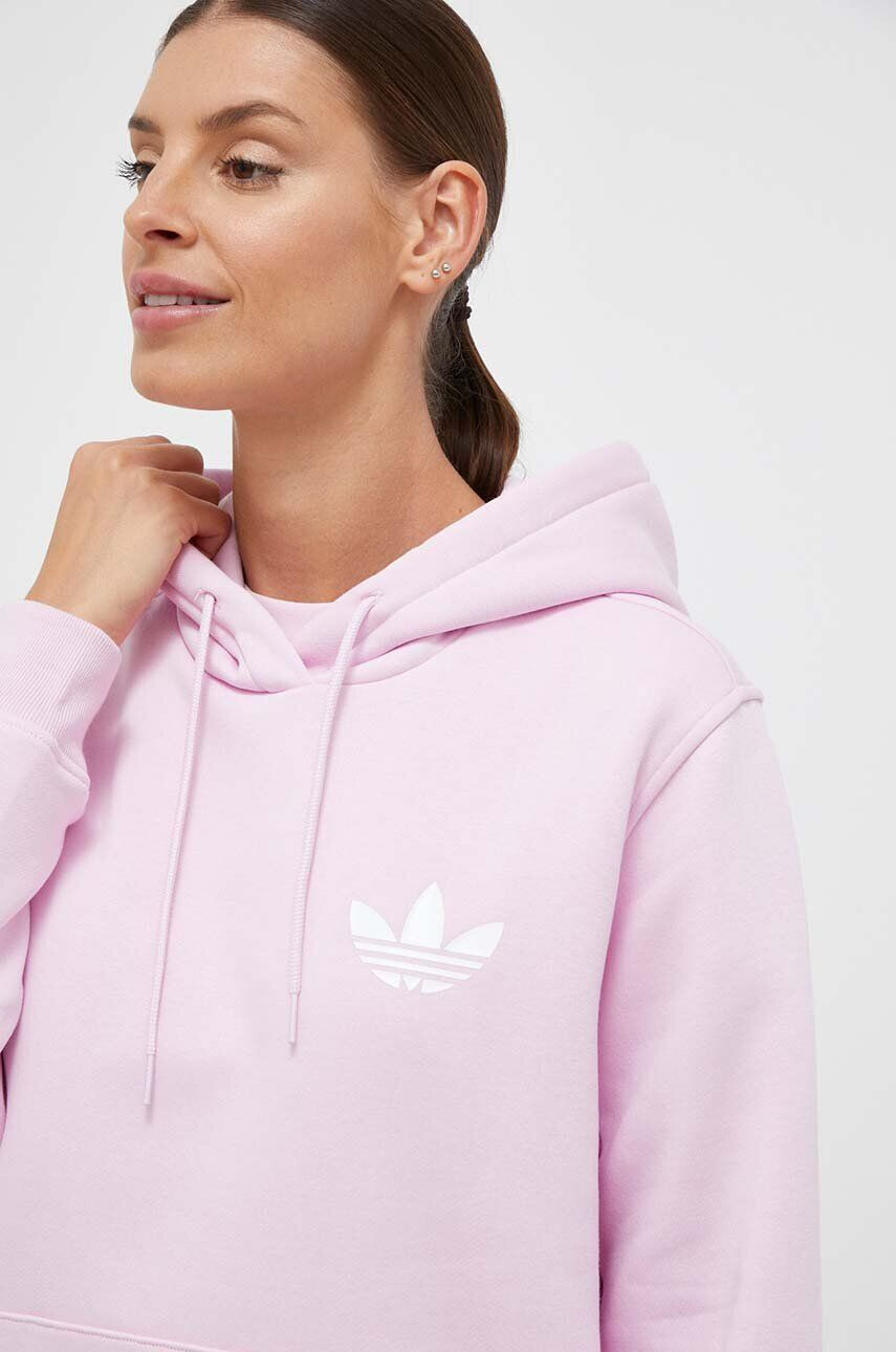 adidas Originals Mikina dámska ružová farba s kapucňou jednofarebná - Pepit.sk