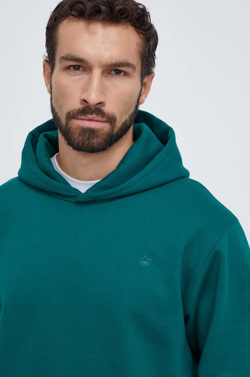 adidas Originals Mikina pánska zelená farba s kapucňou s nášivkou - Pepit.sk