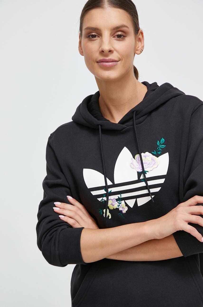 adidas Originals Mikina dámska čierna farba s kapucňou s potlačou - Pepit.sk