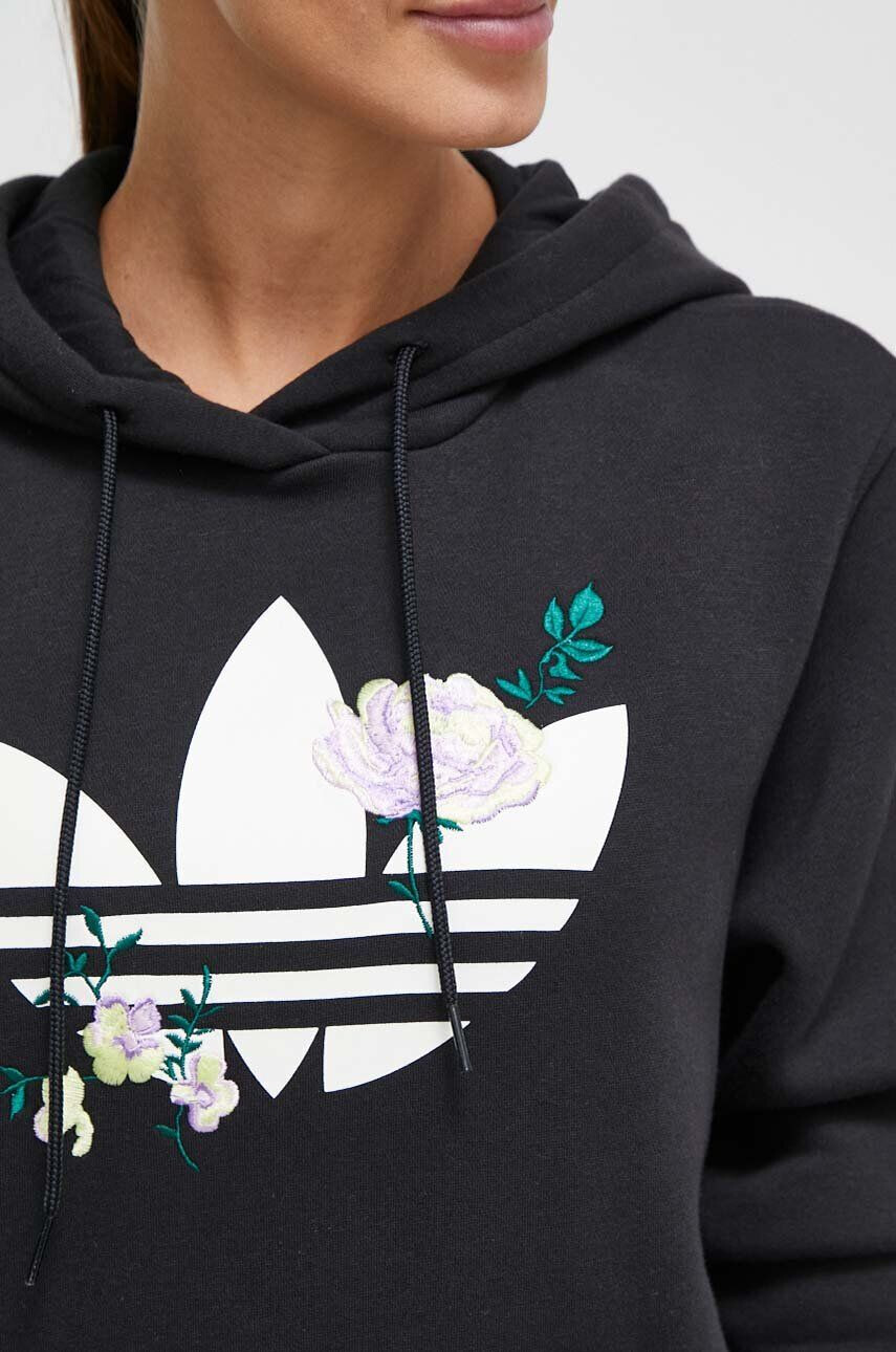 adidas Originals Mikina dámska čierna farba s kapucňou s potlačou - Pepit.sk