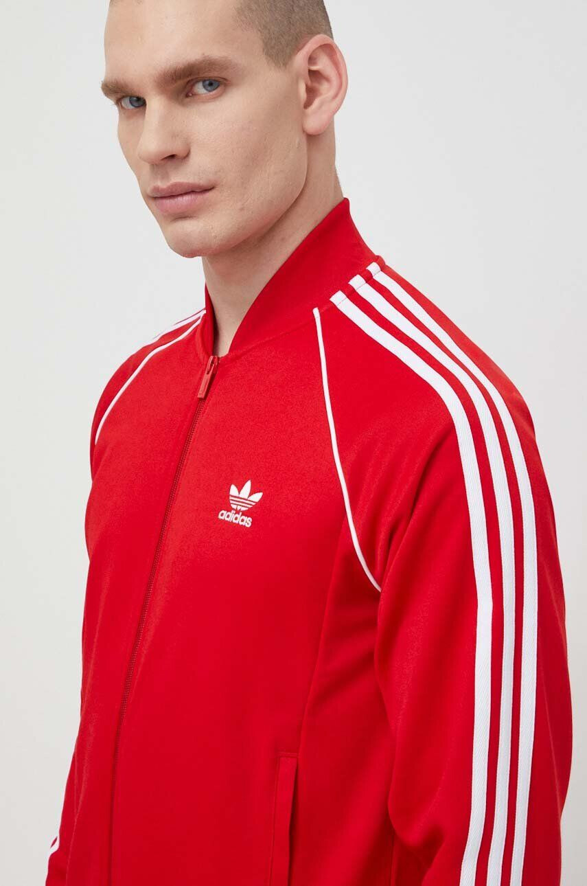 adidas Originals Mikina pánska červená farba s nášivkou - Pepit.sk