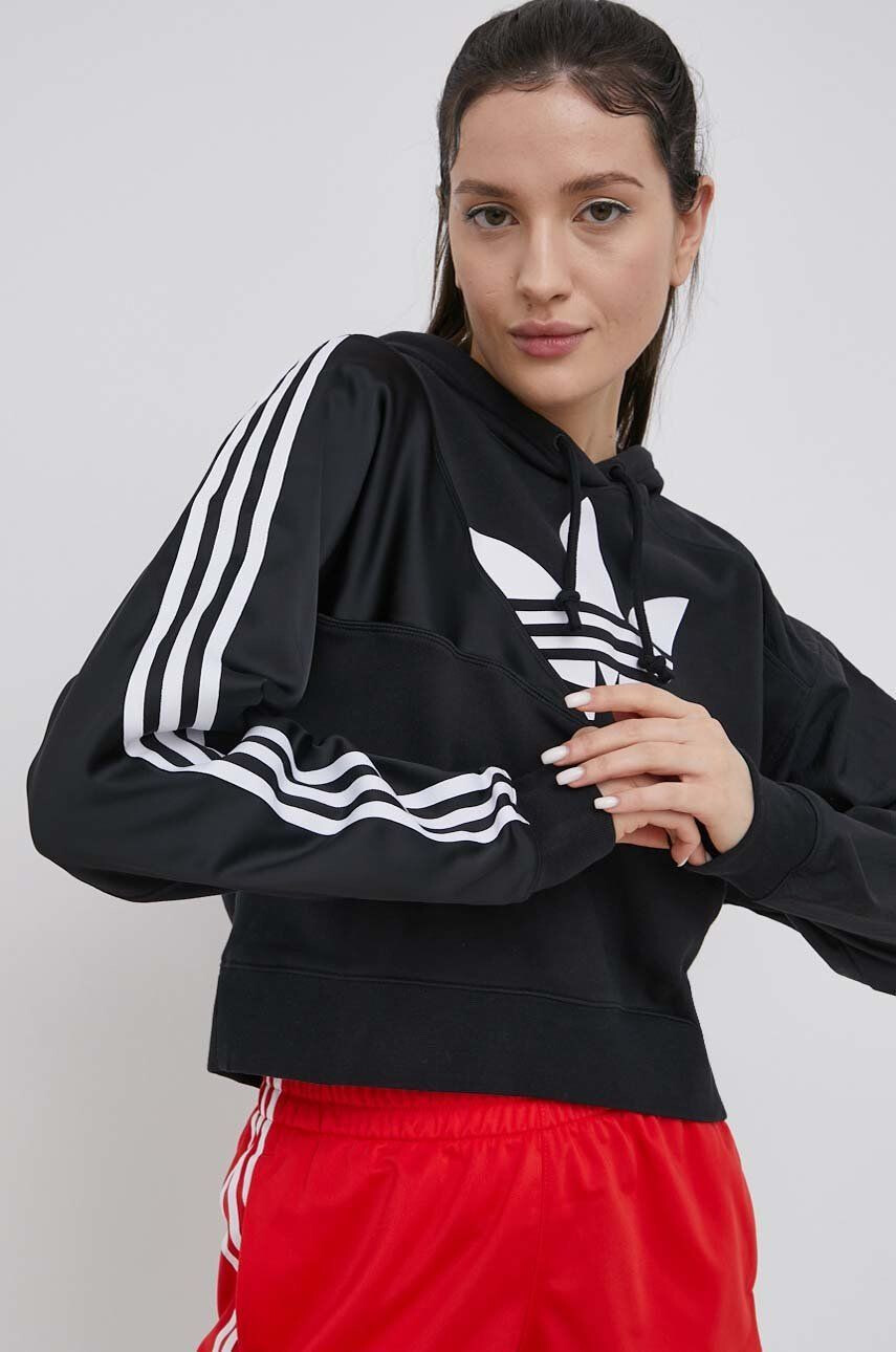 adidas Originals Mikina Adicolor HC7050-BLACK dámska čierna farba s potlačou - Pepit.sk