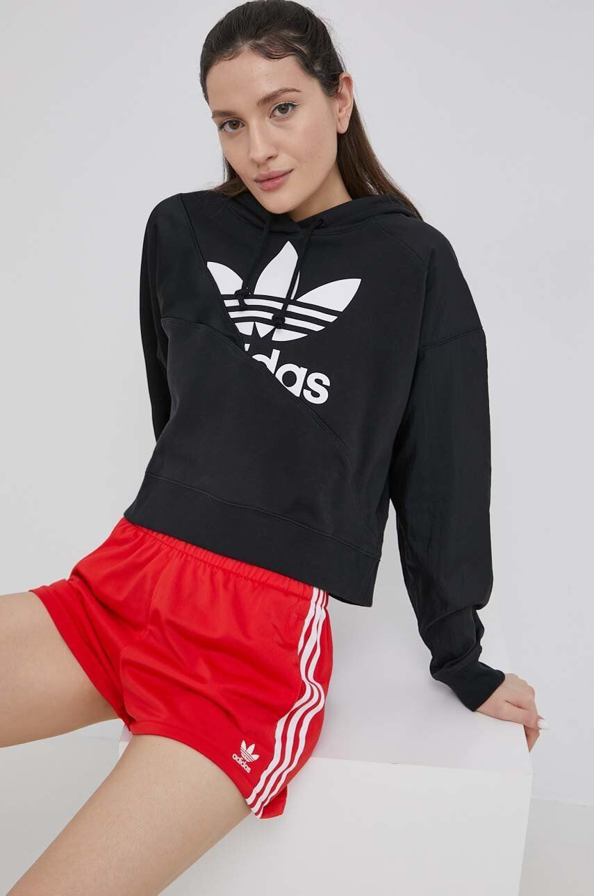 adidas Originals Mikina Adicolor HC7050-BLACK dámska čierna farba s potlačou - Pepit.sk