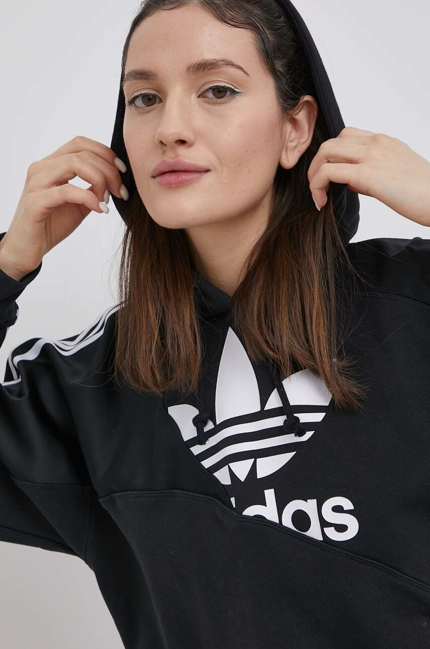 adidas Originals Mikina Adicolor HC7050-BLACK dámska čierna farba s potlačou - Pepit.sk