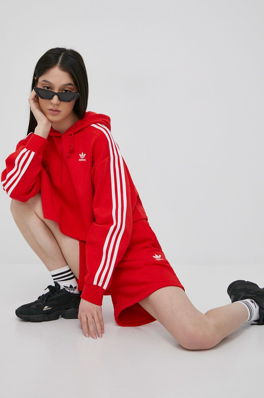 adidas Originals Mikina Adicolor HC2017-VIRED dámska červená farba s nášivkou - Pepit.sk