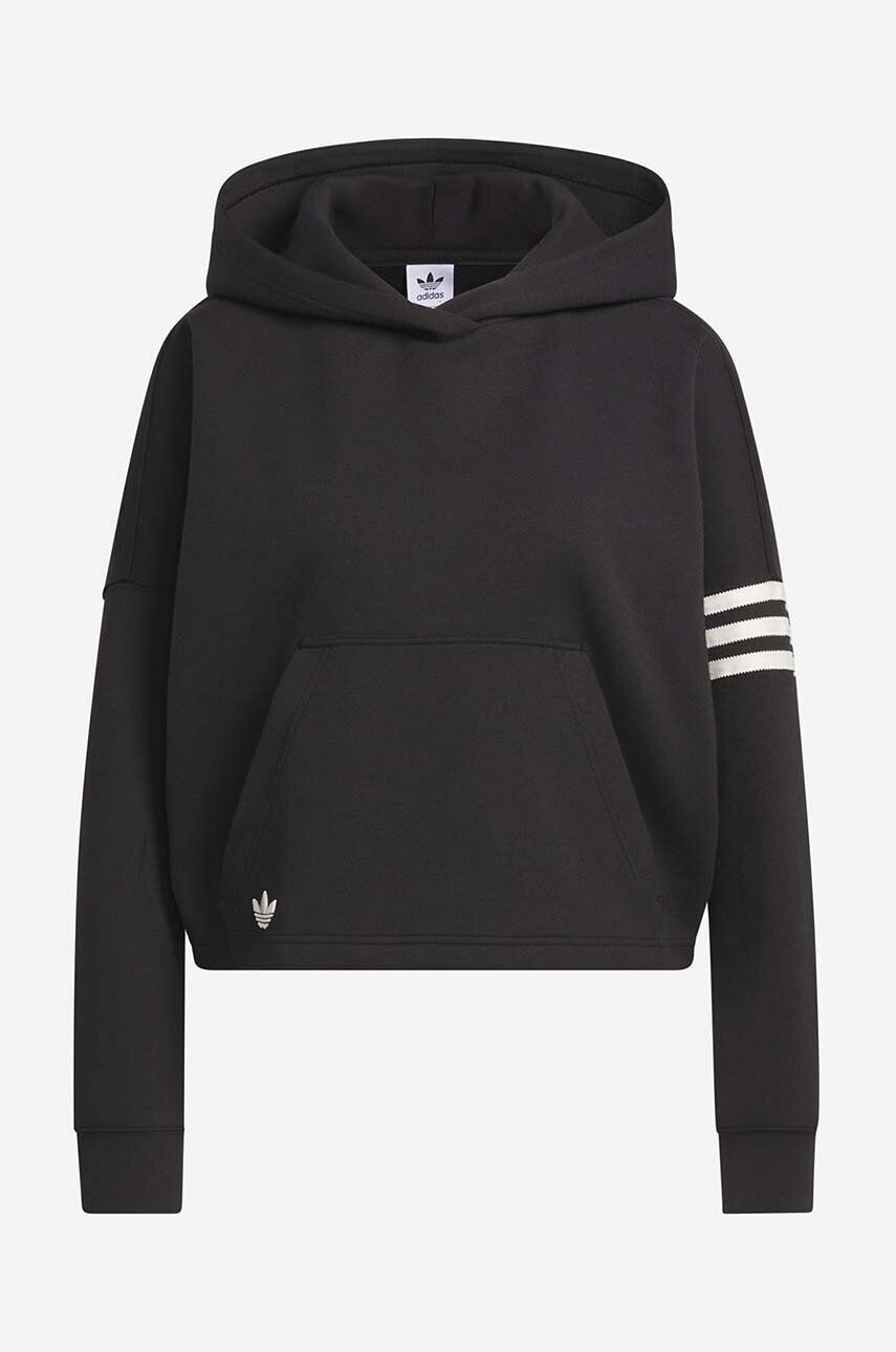 adidas Originals Mikina Adicolor Neuclassics Hoodie IB5922-black dámska čierna farba s kapucňou s nášivkou - Pepit.sk