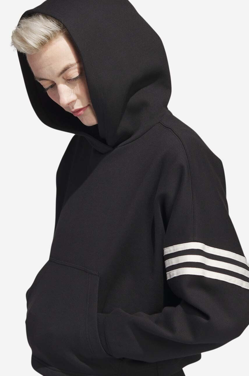 adidas Originals Mikina Adicolor Neuclassics Hoodie IB5922-black dámska čierna farba s kapucňou s nášivkou - Pepit.sk