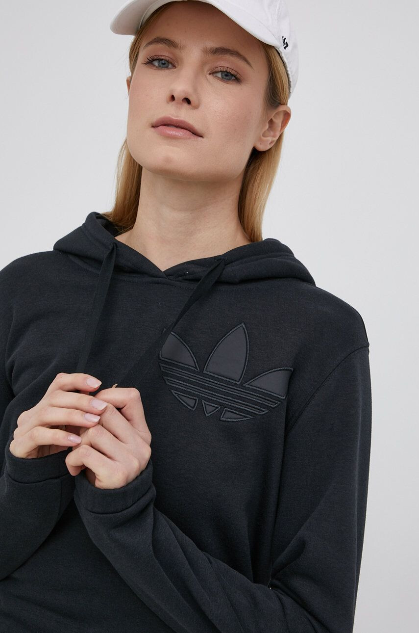 adidas Originals Mikina Trefoil Moments HE4732 dámska čierna farba s nášivkou - Pepit.sk